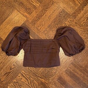 Abercrombie Brown Puff Sleeve Top